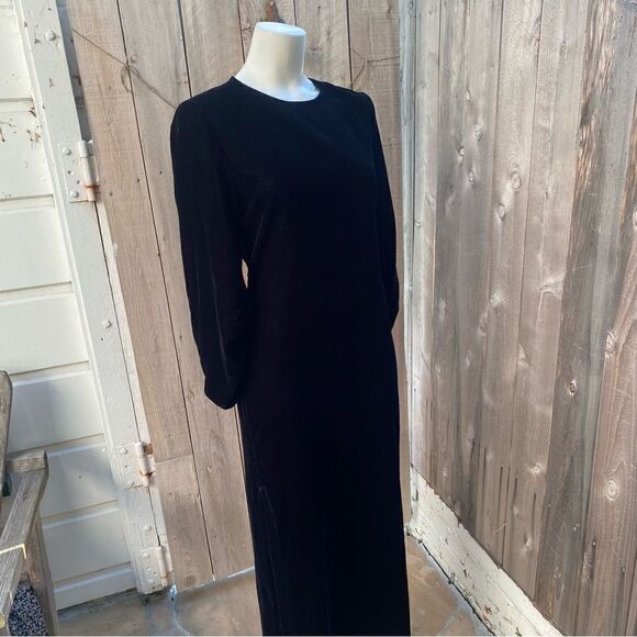 ZARA DRAPED VELVET MIDI DRESS BLACK SZ small NWT - Picture 10 of 16